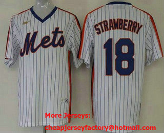 Men's New York Mets #18 Darryl Strawberry White Cooperstown Collection Jersey