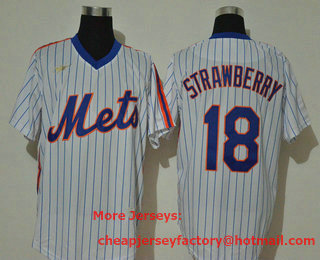 Men's New York Mets #18 Darryl Strawberry White Throwback Cooperstown Stitched MLB Cool Base Nike Jersey