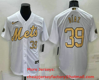Men's New York Mets #20 Edwin Diaz Number White 2022 All Star Stitched Cool Base Nike Jersey