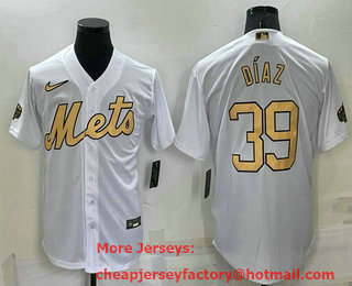 Men's New York Mets #20 Edwin Diaz White 2022 All Star Stitched Cool Base Nike Jersey