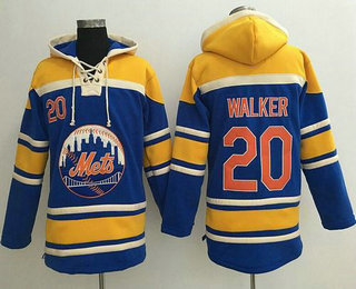 Men's New York Mets #20 Neil Walker Blue Sawyer Hooded Sweatshirt MLB Hoodie