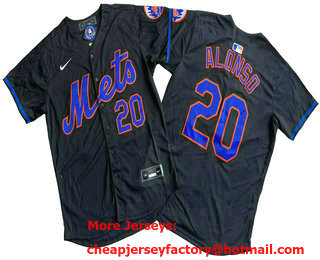 Men's New York Mets #20 Pete Alonso Black Limited Jersey