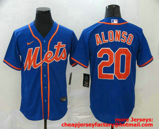 Men's New York Mets #20 Pete Alonso Blue Stitched MLB Cool Base Nike Jersey