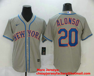 Men's New York Mets #20 Pete Alonso Gray Stitched MLB Cool Base Nike Jersey