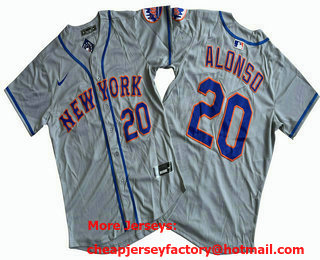 Men's New York Mets #20 Pete Alonso Grey Limited Stitched Jersey