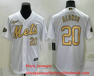 Men's New York Mets #20 Pete Alonso Number White 2022 All Star Stitched Cool Base Nike Jersey