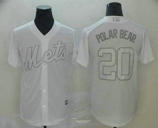 Men's New York Mets #20 Pete Alonso Polar Bear White 2019 Players' Weekend Stitched Nickname Jersey