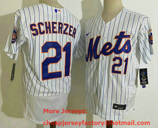 Men's New York Mets #21 Max Scherzer White Stitched MLB Flex Base Nike Jersey