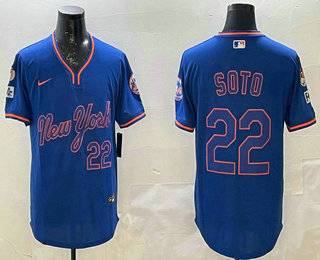 Men's New York Mets #22 Juan Soto Blue 2025 Spring Training Jersey