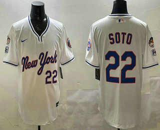 Men's New York Mets #22 Juan Soto White Fashion Throwback Stitched Jersey