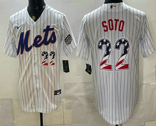 Men's New York Mets #22 Juan Soto White USA 250 Fourth of July Stitched Jersey