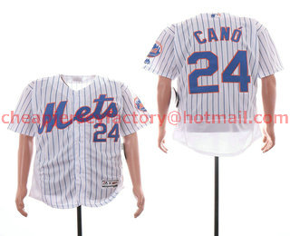 Men's New York Mets #24 Robinson Cano White Home Stitched MLB Flex Base Jersey