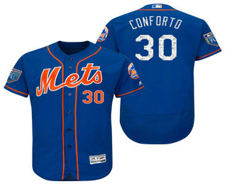 Men's New York Mets #30 Michael Conforto Blue 2018 Spring Training Stitched MLB Flex Base Jersey