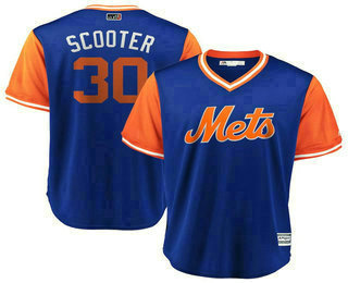 Men's New York Mets #30 Michael Conforto Scooter Majestic Royal Orange 2018 Players' Weekend Cool Base Jersey