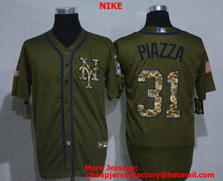 Men's New York Mets #31 Mike Piazza Green Salute To Service Stitched MLB Cool Base Nike Jersey