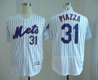 Men's New York Mets #31 Mike Piazza Retired White Stitched MLB Flex Base Jersey