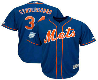 Men's New York Mets #34 Noah Syndergaard Blue 2019 Spring Training Cool Base Jersey