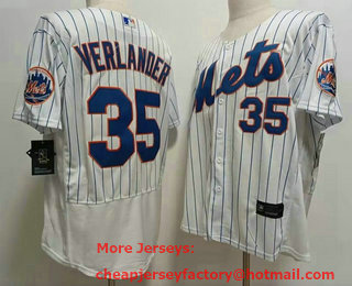 Men's New York Mets #35 Justin Verlander White Stitched MLB Flex Base Nike Jersey
