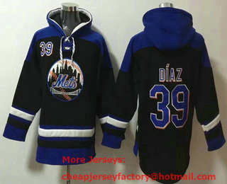 Men's New York Mets #39 Edwin Diaz Black Ageless Must Have Lace Up Pullover Hoodie