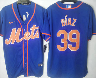Men's New York Mets #39 Edwin Diaz Blue Stitched MLB Cool Base Nike Jersey