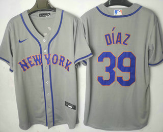 Men's New York Mets #39 Edwin Diaz Grey Stitched MLB Cool Base Nike Jersey