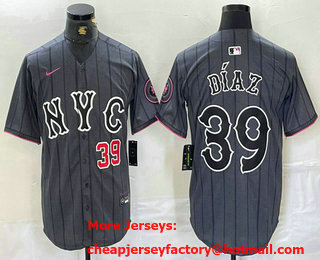 Men's New York Mets #39 Edwin Diaz Number Gray 2024 City Connect Cool Base Stitched Jersey