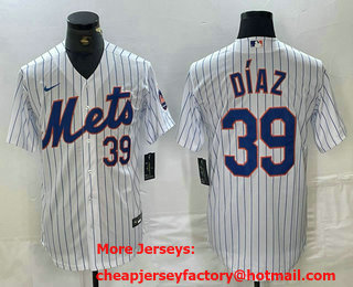 Men's New York Mets #39 Edwin Diaz Number White Stitched Cool Base Nike Jersey
