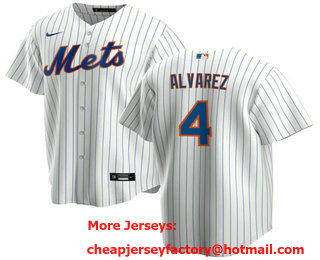 Men's New York Mets #4 Francisco Alvarez White Cool Base Stitched Baseball Jersey