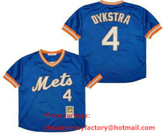 Men's New York Mets #4 Lenny Dykstra Blue 1983 Throwback Jersey