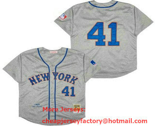 Men's New York Mets #41 Tom Seaver Gray 1969 Throwback Jersey