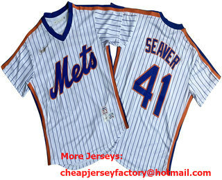 Men's New York Mets #41 Tom Seaver White Cooperstown Collection Jersey