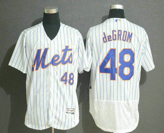 Men's New York Mets #48 Jacob DeGrom White Home Stitched MLB Flex Base Jersey