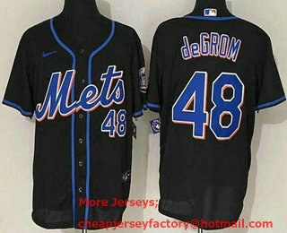 Men's New York Mets #48 Jacob deGrom Black Stitched MLB Cool Base Nike Jersey