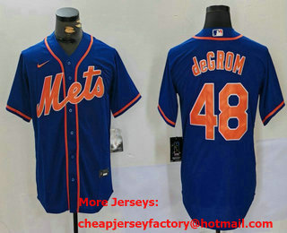 Men's New York Mets #48 Jacob deGrom Blue Stitched Cool Base Nike Jersey