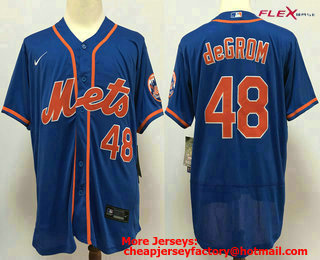 Men's New York Mets #48 Jacob deGrom Blue Stitched MLB Flex Base Nike Jersey