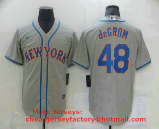 Men's New York Mets #48 Jacob deGrom Gray Road Stitched MLB Cool Base Nike Jersey