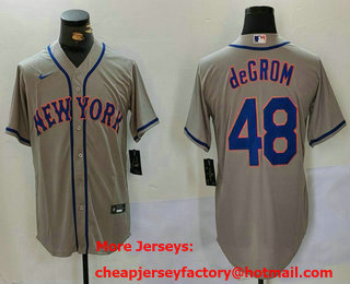 Men's New York Mets #48 Jacob deGrom Gray Stitched Cool Base Nike Jersey