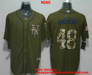 Men's New York Mets #48 Jacob deGrom Green Salute To Service Stitched MLB Cool Base Nike Jersey