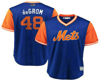 Men's New York Mets #48 Jacob deGrom deGrom Majestic Royal Orange 2018 Players' Weekend Cool Base Jersey