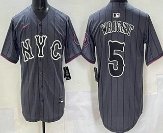 Men's New York Mets #5 David Wright Gray 2024 City Connect Limited Jersey