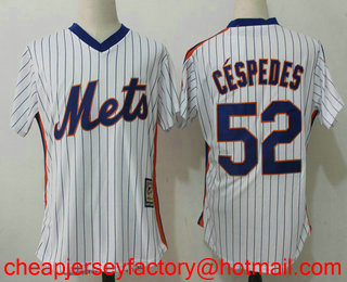 Men's New York Mets #52 Yoenis Cespedes White Pullover Stitched MLB Cooperstown Collection Jersey