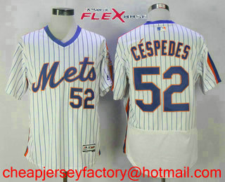 Men's New York Mets #52 Yoenis Cespedes White Pullover Stitched MLB Flex Base Jersey