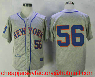 Men's New York Mets #56 Tug McGraw 1965 Gray Wool Mitchell & Ness Throwback Jersey