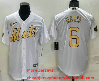 Men's New York Mets #6  Starling Marte White 2022 All Star Stitched Cool Base Nike Jersey
