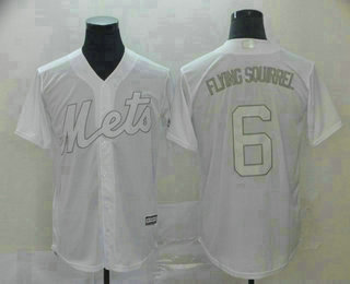 Men's New York Mets #6 Jeff McNeil Flying Squirrel White 2019 Players' Weekend Stitched Nickname Jersey