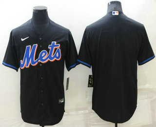 Men's New York Mets Blank Black Stitched MLB Cool Base Nike Jersey