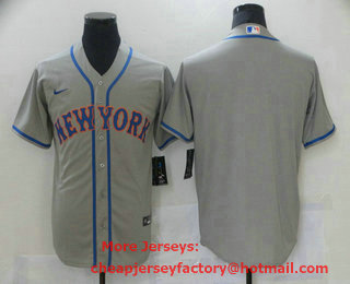 Men's New York Mets Blank Grey Road Stitched MLB Cool Base Nike Jersey