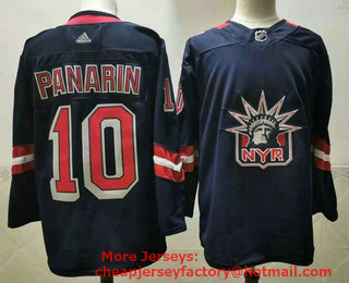 Men's New York Rangers #10 Artemi Panarin Navy Blue 2021 Reverse Retro Stitched NHL Jersey
