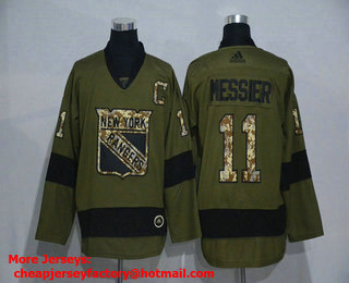 Men's New York Rangers #11 Mark Messier Green Salute To Service Adidas Stitched NHL Jersey