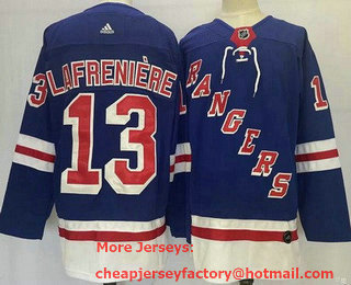 Men's New York Rangers #13 Alexis Lafreniere Blue Stitched Jersey